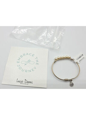 Luca + Danni Baroque Crystal Pearl Bangle Silvertone - New